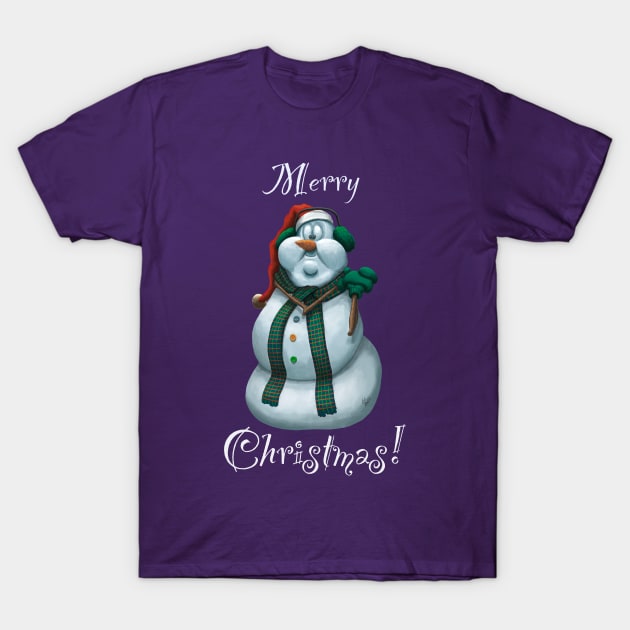 Joyful Merry Christmas Holiday Snowman T-Shirt by abbottcartoons